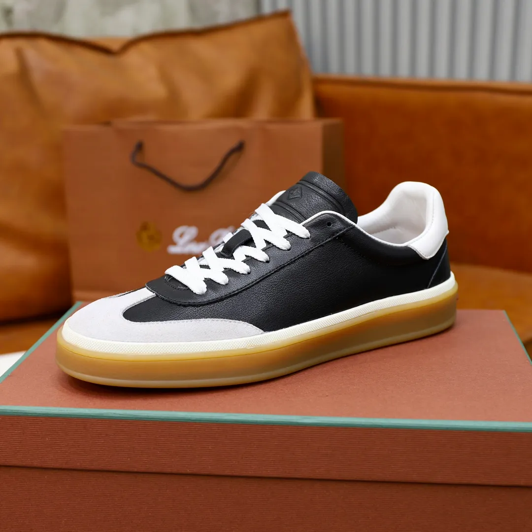 Men's Men's Shoes💰540💰••New Products•• LoroPian*_Noyo-Pianya New men's casual moral training sneakers, LP lace-up casual shoes!  Made of original imported soft cowhide and suede fabric, it highlights the sporty style. The heel is decorated with logo embossing and the original molding. The raw rubber translucent sole combined with the color welt adds a sense of modernity to the shoe. The shoe is overall refreshing and easy to match with style. It has a full cowhide lining for the feet. The original box packaging at the counter comes with wooden balls and a dust bag! Size: 38-44 (.45 customized)